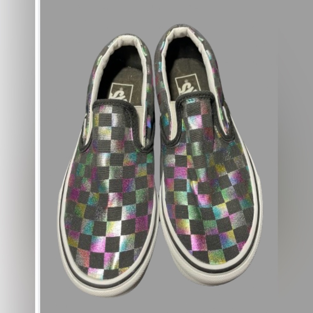 Metallic Checkered Vans. Size 7.5